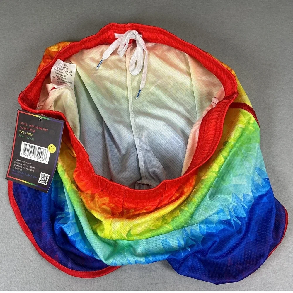Uzzi Amphibious Gear Pride Rainbow‎ Swim Shorts Large UPF 50 NWT Beach Pool